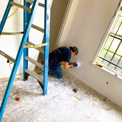 Werner fiberglass step ladder designed for durability, safety, and non-conductive use in electrical and construction work.